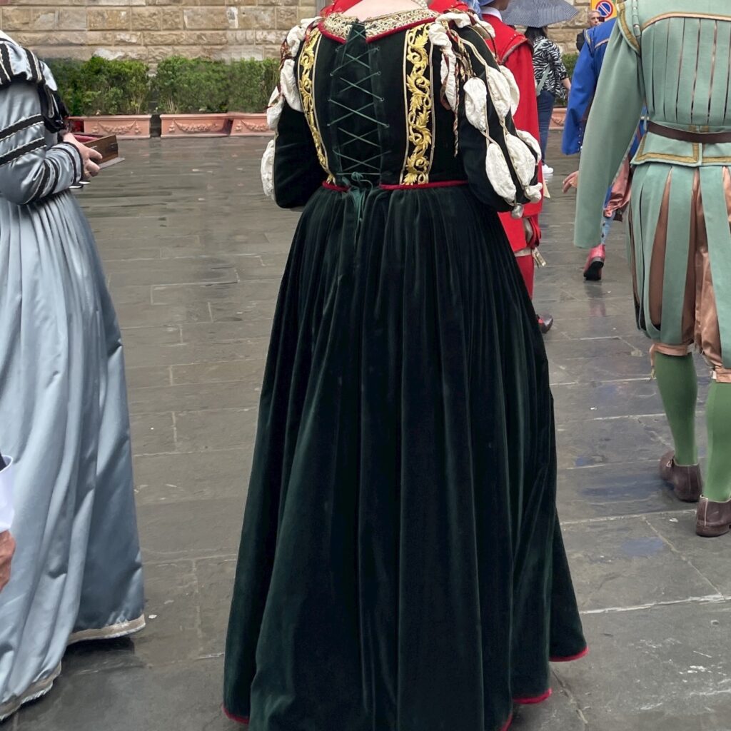 medieval/ renaissance clothing of men and women in historical procession
